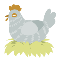 A silver chicken with a bar pattern