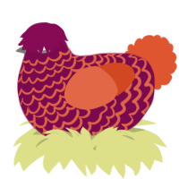 A wine and vermilion chicken with a lace pattern