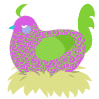 A orchid and grass chicken with a double-lace pattern