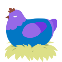 A sapphire and blurple chicken with a head pattern