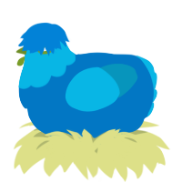 A sapphire and cerulean chicken with a head pattern