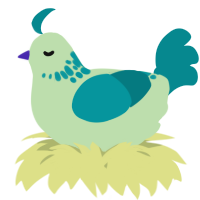 A gluppy and teal chicken with a neck-speckle pattern