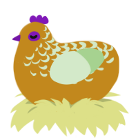 A ochre and gluppy chicken with a half-lace pattern