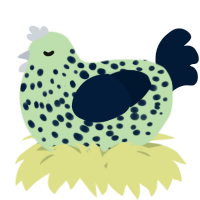 A gluppy and tumblr chicken with a speckle pattern