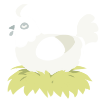 A white chicken with a head pattern