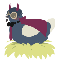 A beige and navy chicken