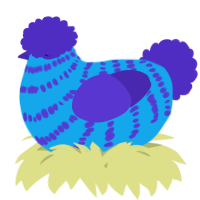 A sky and indigo chicken with a bar pattern
