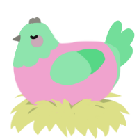Gummy, a pink and spring chicken with a head pattern