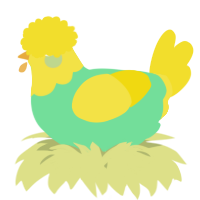 A spring and yellow chicken with a head pattern