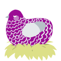 A plum and mist chicken with a lace pattern