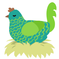 A turquoise and grass chicken with a lace pattern