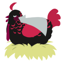 A sable and crimson chicken with a half-lace pattern