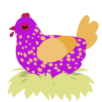 A amethyst and honey chicken with a speckle pattern