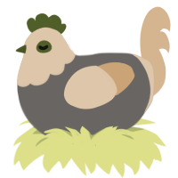 A grey and beige chicken with a head pattern