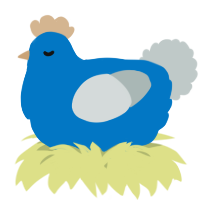 A sapphire and silver chicken