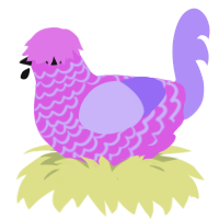 jelly bean, a orchid and lilac chicken with a lace pattern
