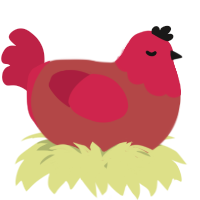 A red and crimson chicken with a head pattern