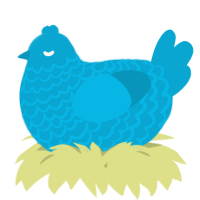 A cerulean chicken with a lace pattern