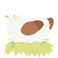 A white and brown chicken