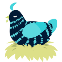 Neo, a tumblr and aqua chicken with a bar pattern