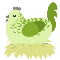 A apple and chartreuse chicken with a half-lace pattern