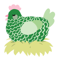 A viridian and gluppy chicken with a lace pattern