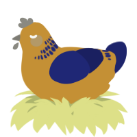 A gold and navy chicken with a neck-band pattern