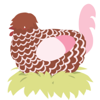 A russet and rose chicken with a lace pattern