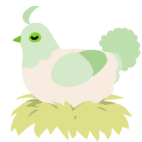 A cream and gluppy chicken with a head pattern