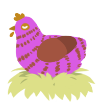 A orchid and russet chicken with a bar pattern