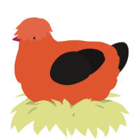 A vermilion and sable chicken