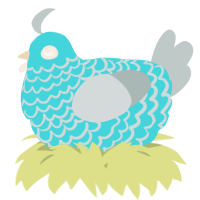 A aqua and silver chicken with a lace pattern
