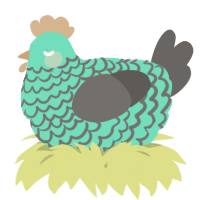 A mint and grey chicken with a lace pattern