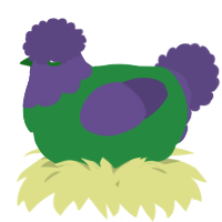 A viridian and overcast chicken with a head pattern