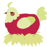A crimson and lemon chicken with a head pattern