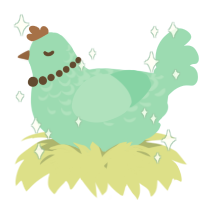 A mint chicken with a half-lace pattern