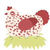 mcas, a cream and red chicken with a speckle pattern