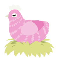 Gloss Drop, a pink chicken with a bar pattern