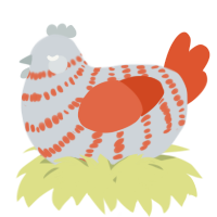 A mist and vermilion chicken with a bar pattern