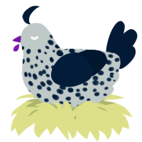 A silver and tumblr chicken with a speckle pattern