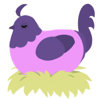A lavender and overcast chicken with a head pattern