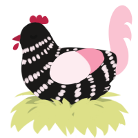 A sable and rose chicken with a bar pattern