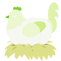 A white and apple chicken with a head pattern