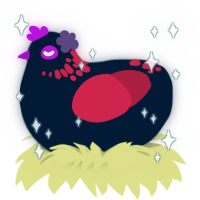 Star-seer, a tumblr and crimson chicken with a neck-speckle pattern