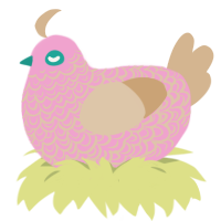 Ellie, a pink and beige chicken with a double-lace pattern