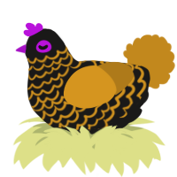A sable and ochre chicken with a lace pattern