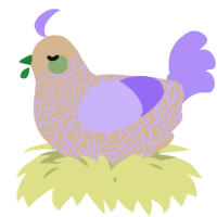 A beige and lilac chicken with a double-lace pattern