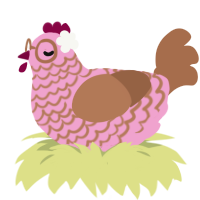 StrawberryShortcake, a pink and brown chicken with a lace pattern