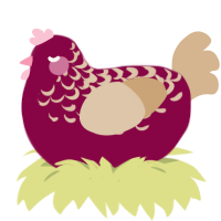 Cranberry, a maroon and beige chicken with a half-lace pattern