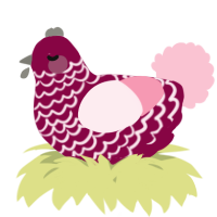 A maroon and rose chicken with a lace pattern